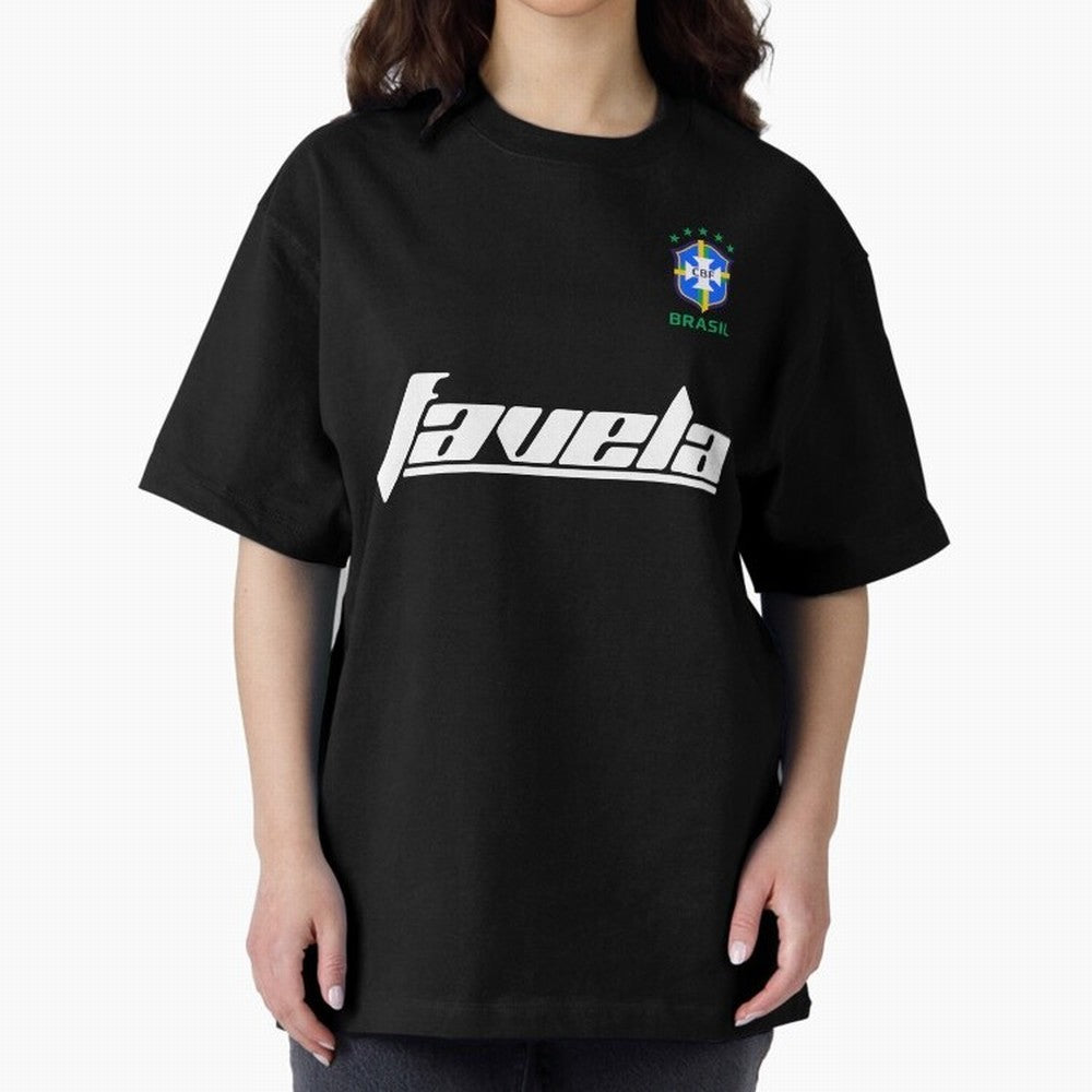 Brasil CBF WorldCup Favela Oversized T-Shirt Share FIFA World Cup 2026 Group Stage for Fans of CR7 and Messi and Germany, Bringing Soccer Culture, Superstar Moments, National Team Dreams and Competitive Fire; Great for Watch Parties, Sports Bars,