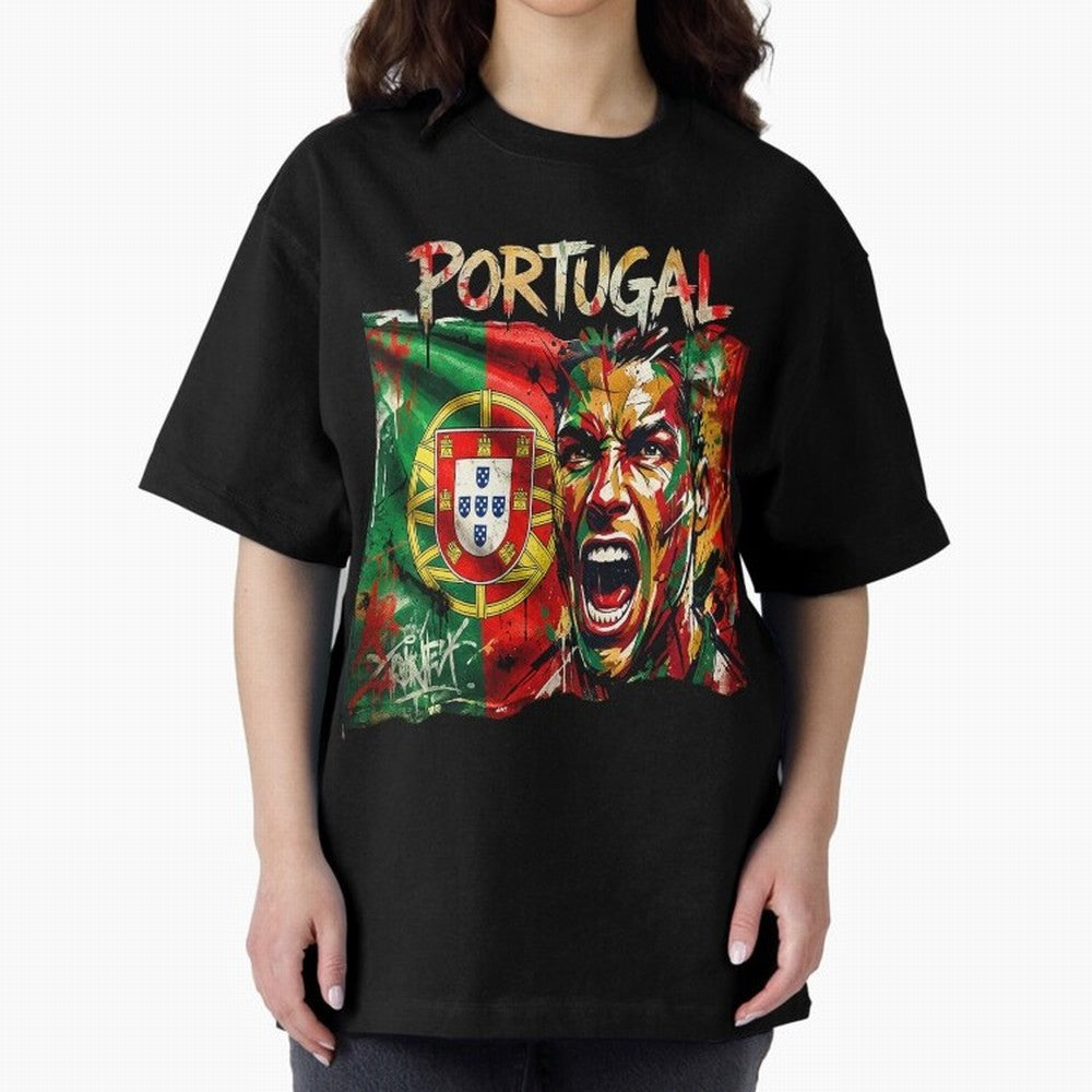 PORTUGAL FOOTBALL TEAM Oversized T-Shirt Fuel FIFA World Cup 2026 USA Canada Mexico Spirit, Centered on Spain, Neymar, Vintage Soccer Flavor, Modern Football Stars, National Flags and Final Night Emotion; Created for Match Day Parties, Soccer