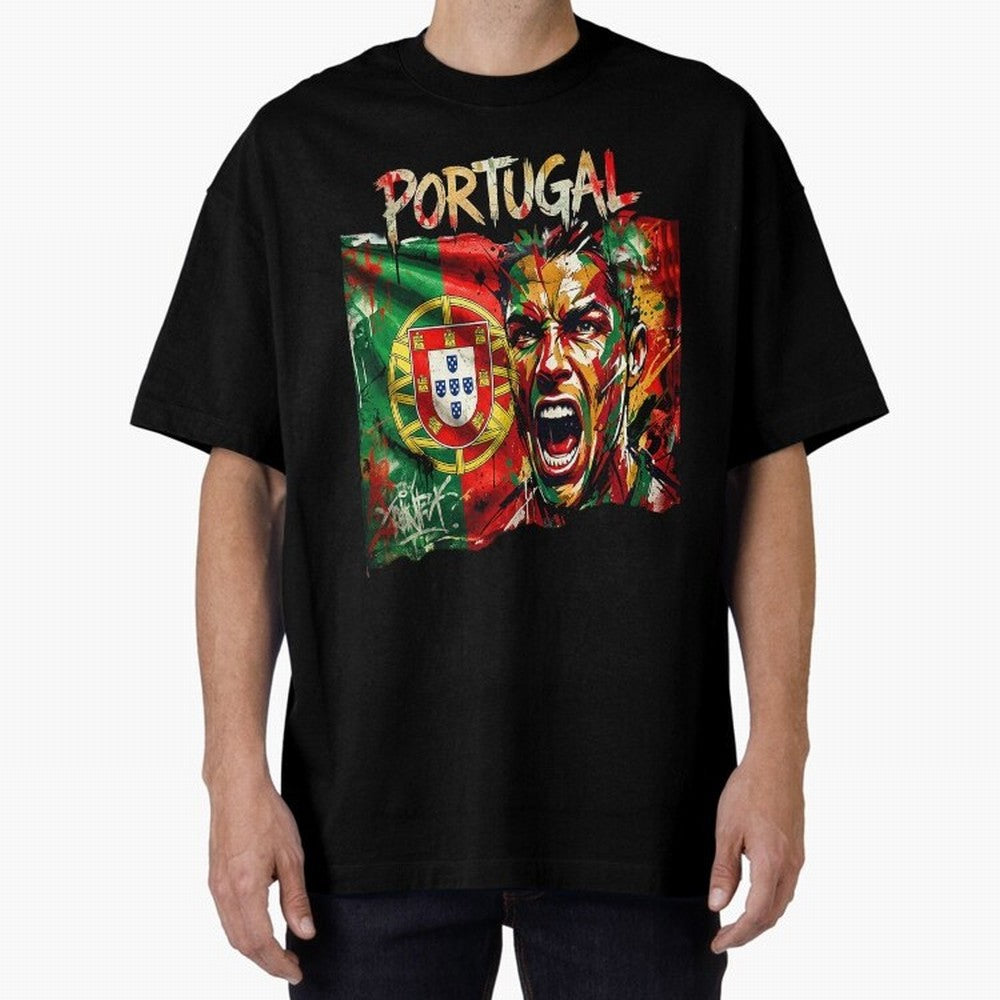 PORTUGAL FOOTBALL TEAM Oversized T-Shirt Fuel FIFA World Cup 2026 USA Canada Mexico Spirit, Centered on Spain, Neymar, Vintage Soccer Flavor, Modern Football Stars, National Flags and Final Night Emotion; Created for Match Day Parties, Soccer