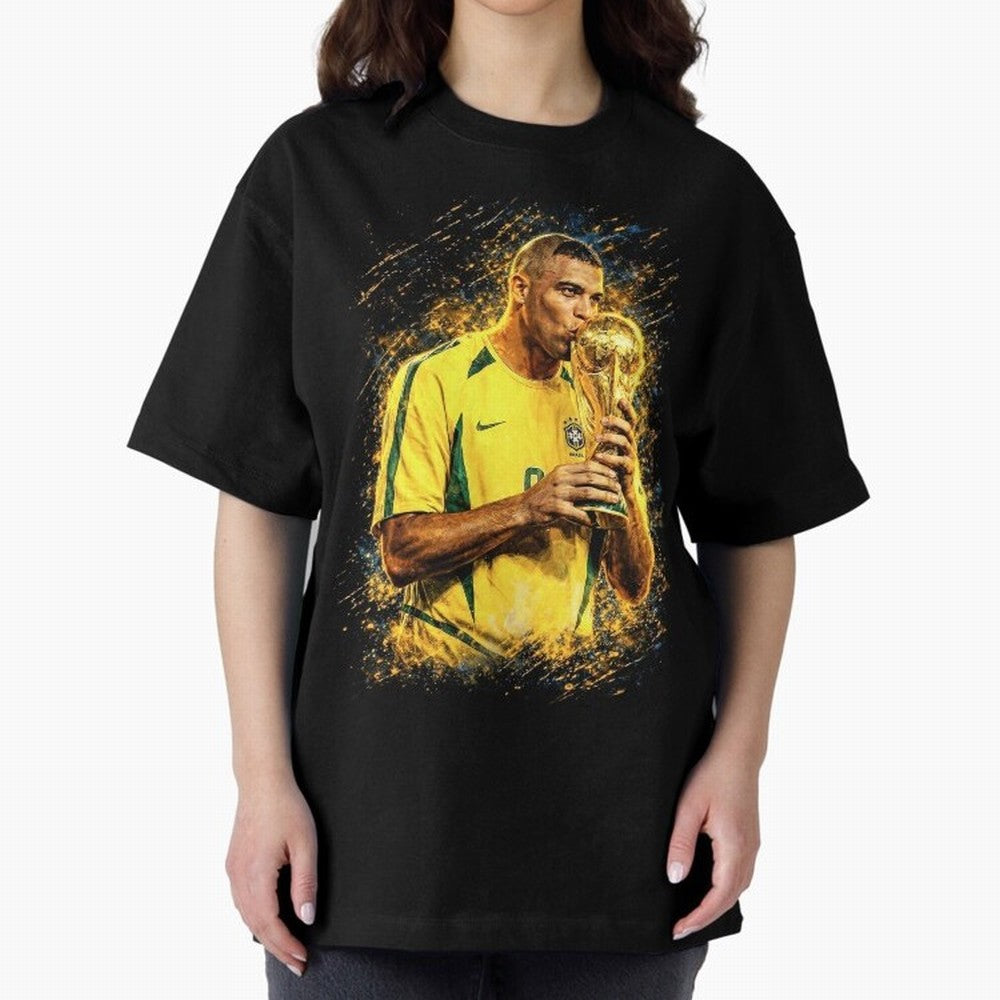 R9 Ronaldo Football Legend Oversized T-Shirt Celebrate Fan Culture around Match Day Hype around FIFA World Cup 2026 Group Stage, Messi, Neymar and Mbappe, Spain, Worldwide Fan Energy, Dramatic Goals, Stadium Lights and Championship Celebrations;