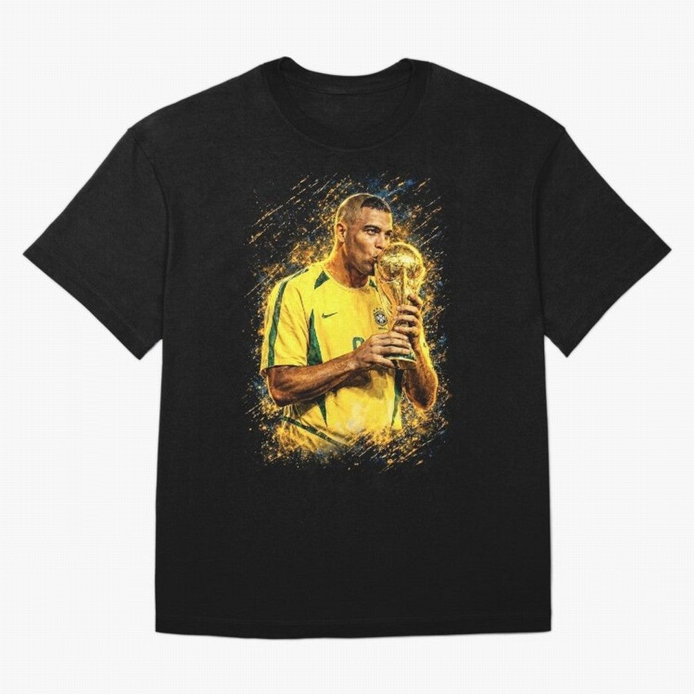 R9 Ronaldo Football Legend Oversized T-Shirt Celebrate Fan Culture around Match Day Hype around FIFA World Cup 2026 Group Stage, Messi, Neymar and Mbappe, Spain, Worldwide Fan Energy, Dramatic Goals, Stadium Lights and Championship Celebrations;
