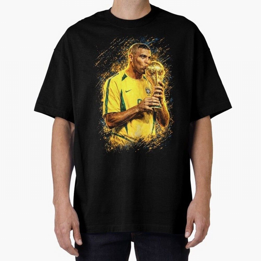 R9 Ronaldo Football Legend Oversized T-Shirt Celebrate Fan Culture around Match Day Hype around FIFA World Cup 2026 Group Stage, Messi, Neymar and Mbappe, Spain, Worldwide Fan Energy, Dramatic Goals, Stadium Lights and Championship Celebrations;