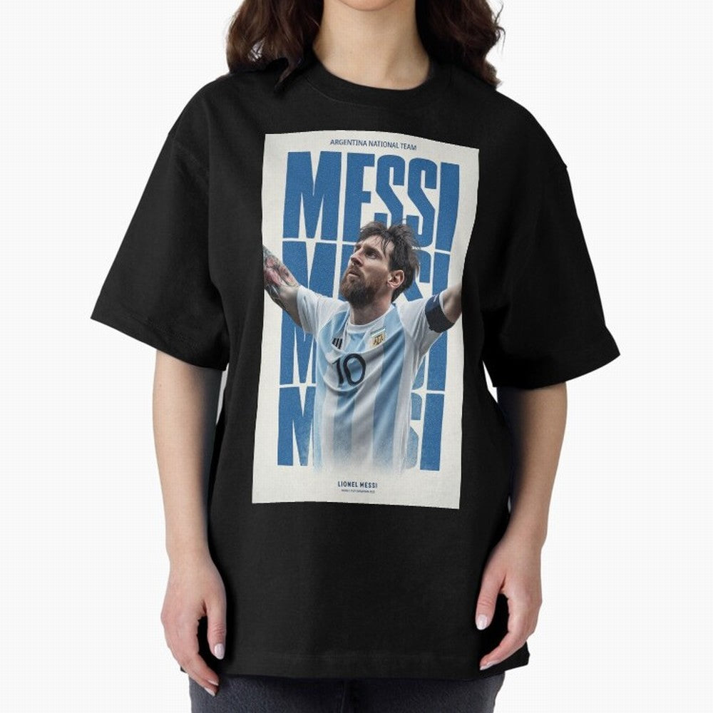 Messi Champion Graphic Oversized T-Shirt Celebrate Football Heritage in the FIFA World Cup 2026 Group Stage Journey through Messi Highlights, Argentina, France and Brazil Pride, Classic Soccer Heritage, Championship Pressure, Fan Loyalty and