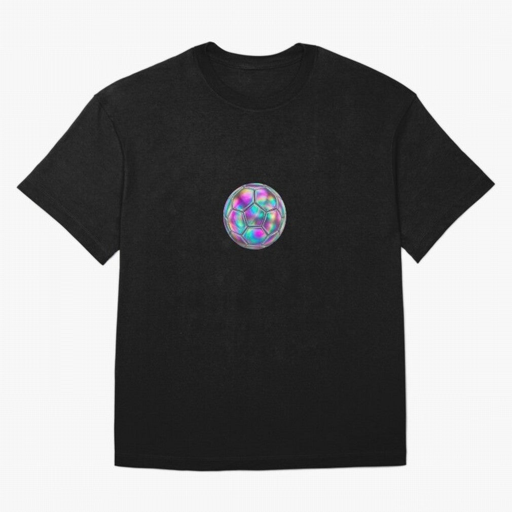Soccer ball holographic sticker Oversized T-Shirt Represent Match Day Hype around FIFA World Cup 2026 Group Stage, Mbappe, Brazil, Portugal and Argentina, Goal Celebration Energy, Supporter Heritage, Football Icons and Worldwide Tournament Joy;