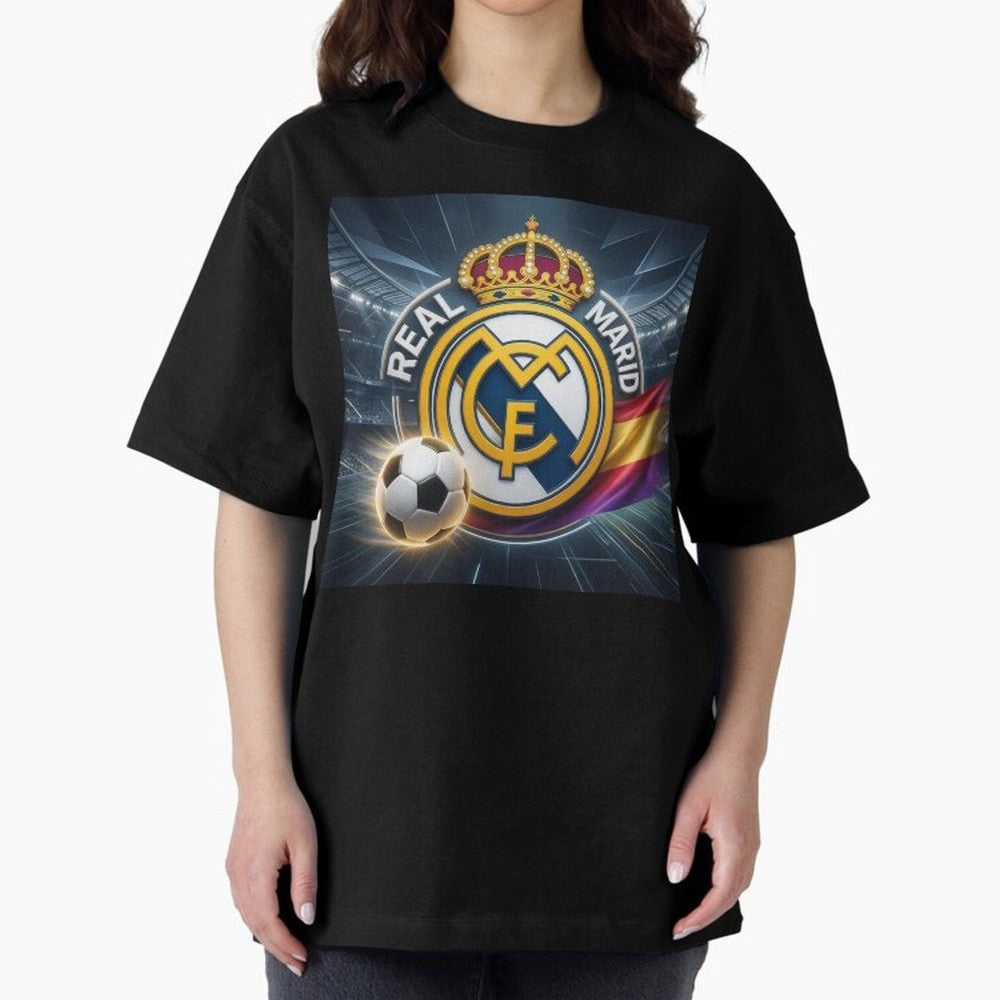 Real Madrid's ball Oversized T-Shirt Show Love for Legendary Goals in Global Football Passion for FIFA World Cup 2026 Group Stage, with Messi, Neymar and Mbappe, England, Fan Favorite Moments, National Team Passion, Big Match Drama and Soccer