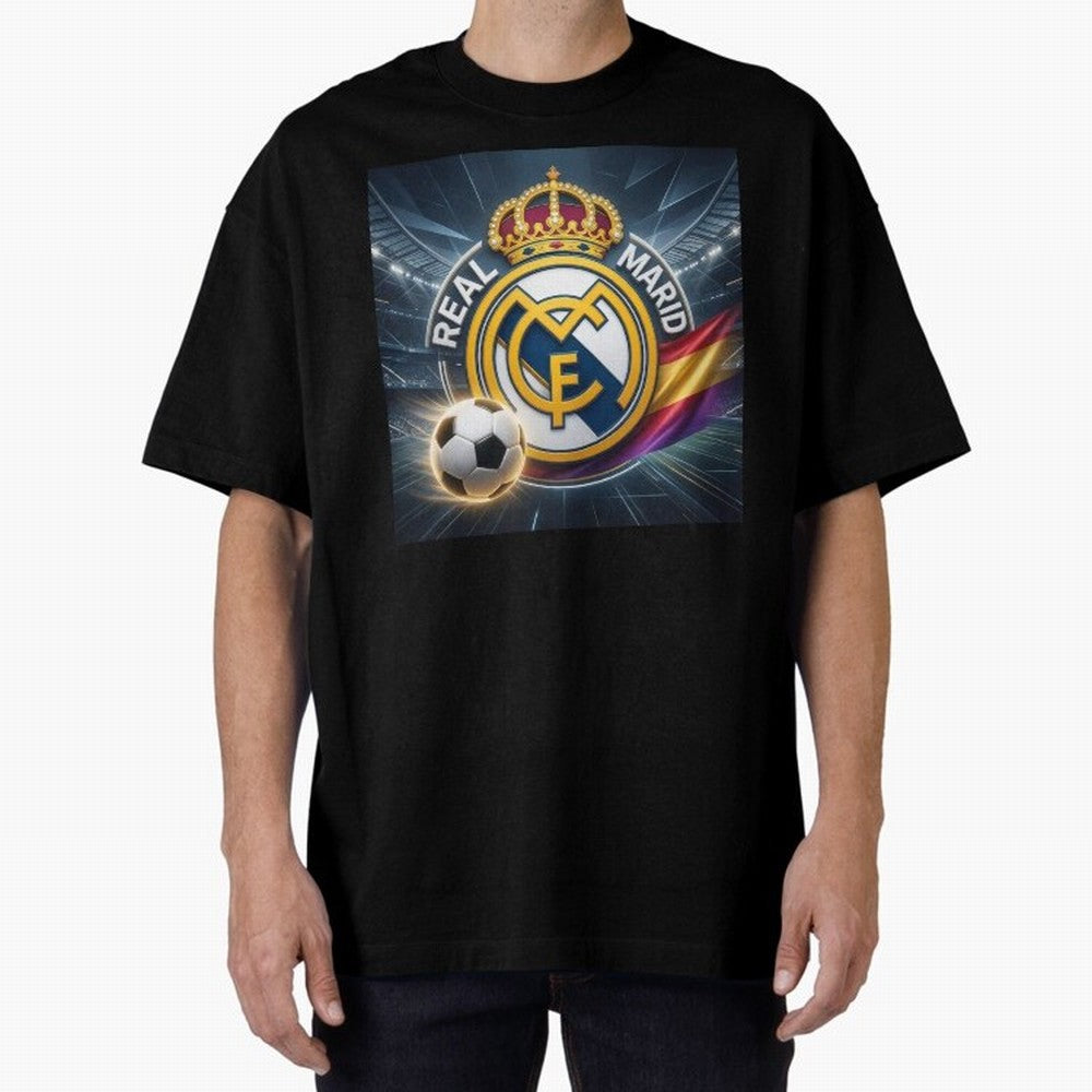 Real Madrid's ball Oversized T-Shirt Show Love for Legendary Goals in Global Football Passion for FIFA World Cup 2026 Group Stage, with Messi, Neymar and Mbappe, England, Fan Favorite Moments, National Team Passion, Big Match Drama and Soccer