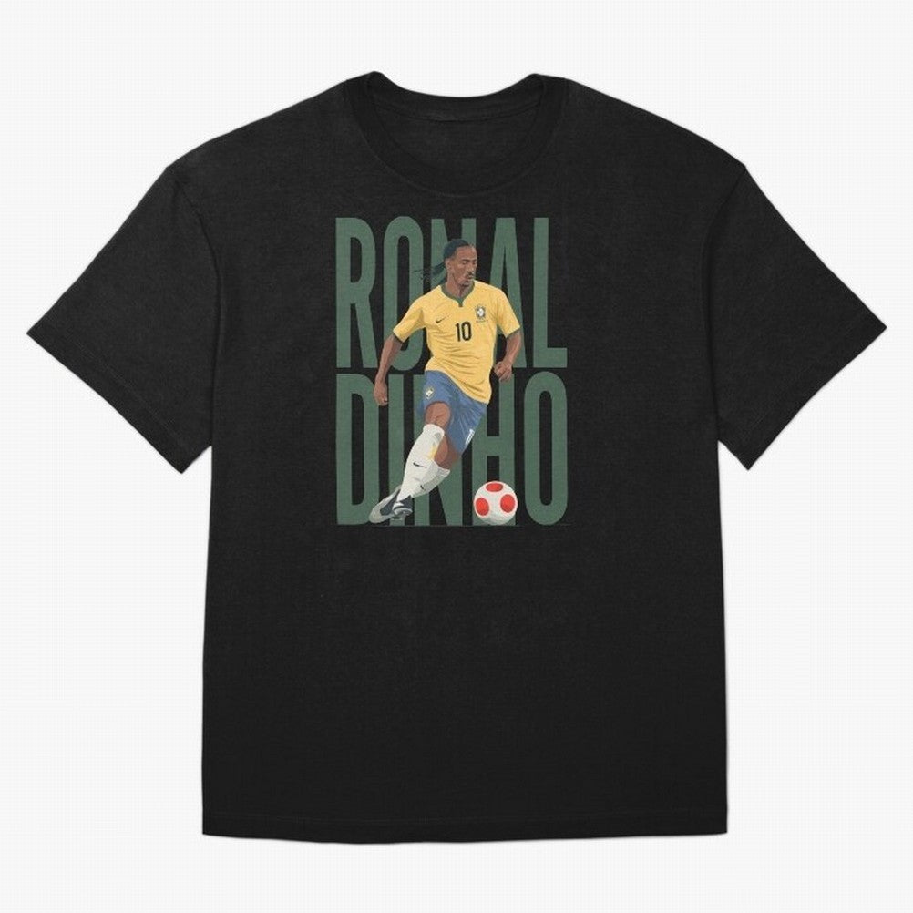 Ronaldinho Gaucho in action Minimalist Graphic Oversized T-Shirt Experience FIFA World Cup 2026 USA Canada Mexico for Fans of Messi and Cristiano Ronaldo and Spain and Netherlands, Bringing Vintage Soccer Flavor, Modern Football Stars, National