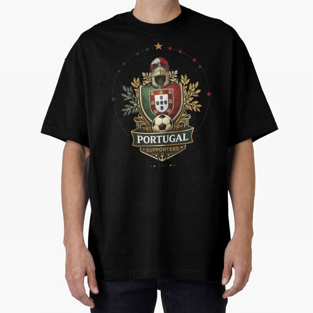 Portugal 2026 Football Crest ¨C Portuguese Soccer Supporters Pride Design Oversized T-Shirt Showcase the FIFA World Cup 2026 Group Stage Journey through Haaland and Mbappe Highlights, France and Portugal Pride, Champion Mindset, Group Stage Buzz,