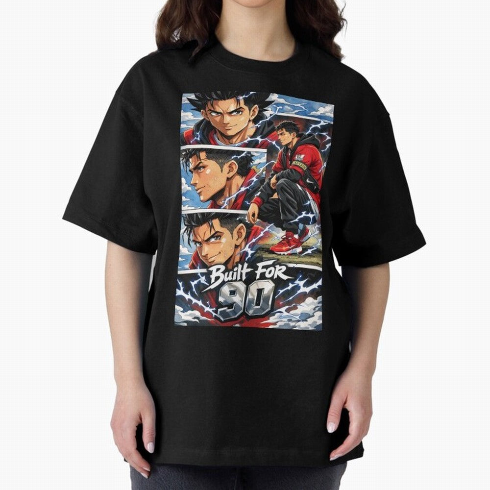 Built for 90 ¨C Anime Streetwear Football Art Oversized T-Shirt Bring a Vintage Feel to Global Football Passion for FIFA World Cup 2026, Celebrating Messi, England and Germany, Goal Celebration Energy, Supporter Heritage, Football Icons and