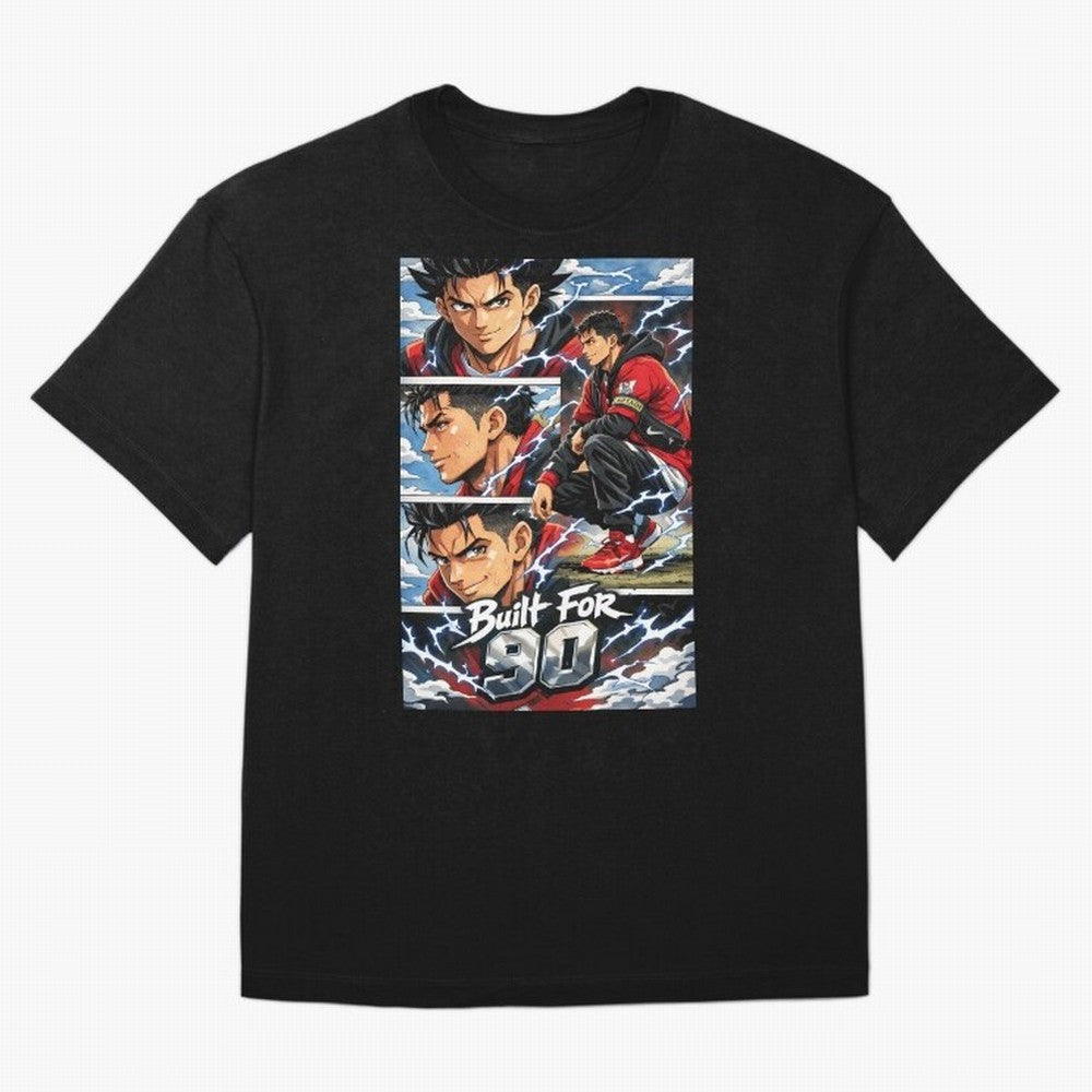 Built for 90 ¨C Anime Streetwear Football Art Oversized T-Shirt Bring a Vintage Feel to Global Football Passion for FIFA World Cup 2026, Celebrating Messi, England and Germany, Goal Celebration Energy, Supporter Heritage, Football Icons and