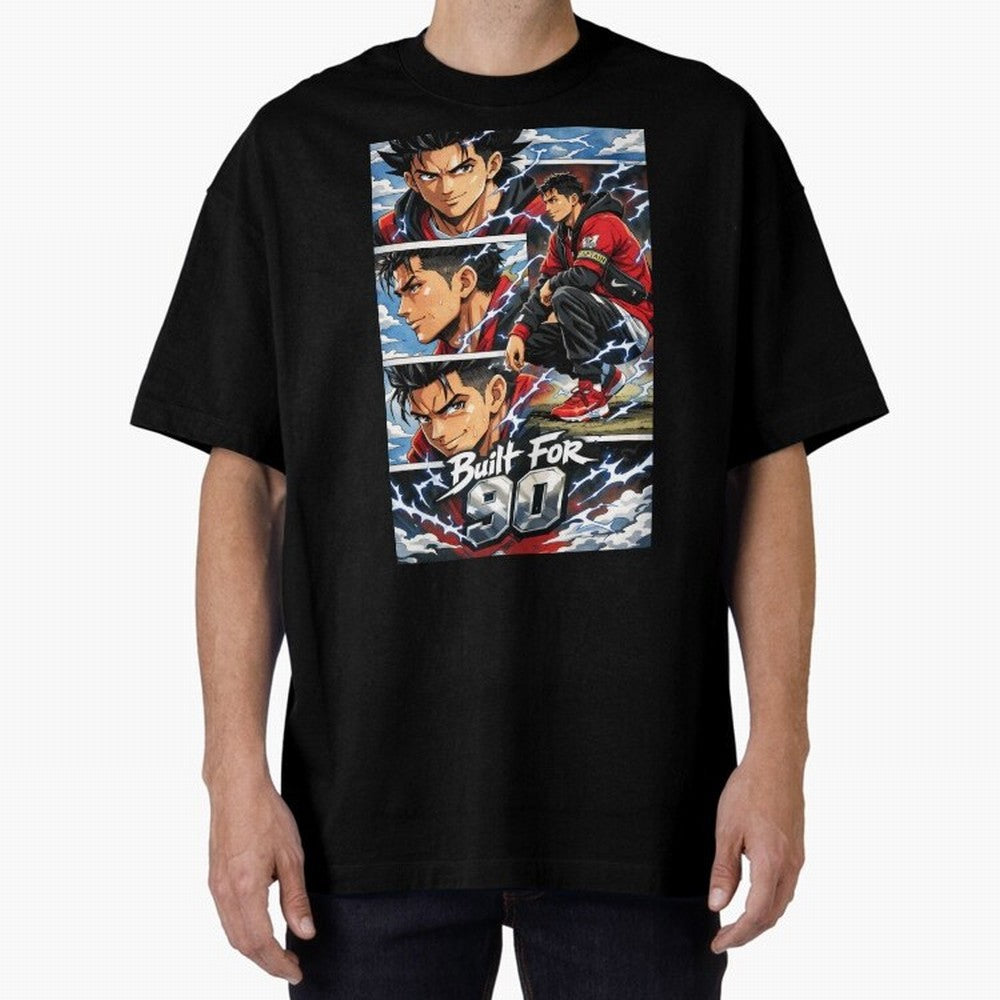Built for 90 ¨C Anime Streetwear Football Art Oversized T-Shirt Bring a Vintage Feel to Global Football Passion for FIFA World Cup 2026, Celebrating Messi, England and Germany, Goal Celebration Energy, Supporter Heritage, Football Icons and