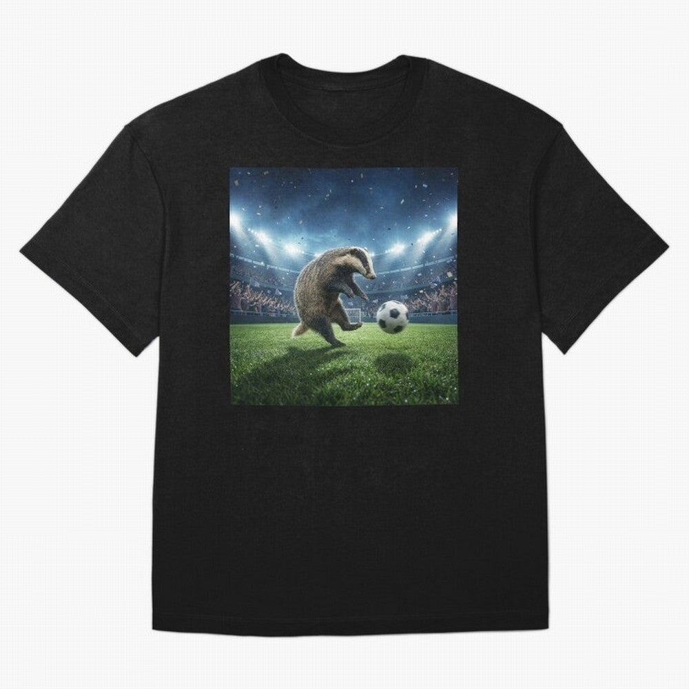 Dynamic Badger Plays Soccer Like Ronaldo Oversized T-Shirt Honor FIFA World Cup 2026 USA Canada Mexico Celebrating Messi, Brazil Energy, Champion Mindset, Group Stage Buzz, Knockout Tension and Passionate Fan Culture; Perfect for Supporters Who