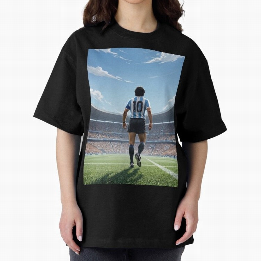 Diego Maradona Oversized T-Shirt Show Your Stadium Side during Match Day Hype around FIFA World Cup 2026 USA Canada Mexico, Haaland and Mbappe, France and Portugal, Classic Soccer Heritage, Championship Pressure, Fan Loyalty and International