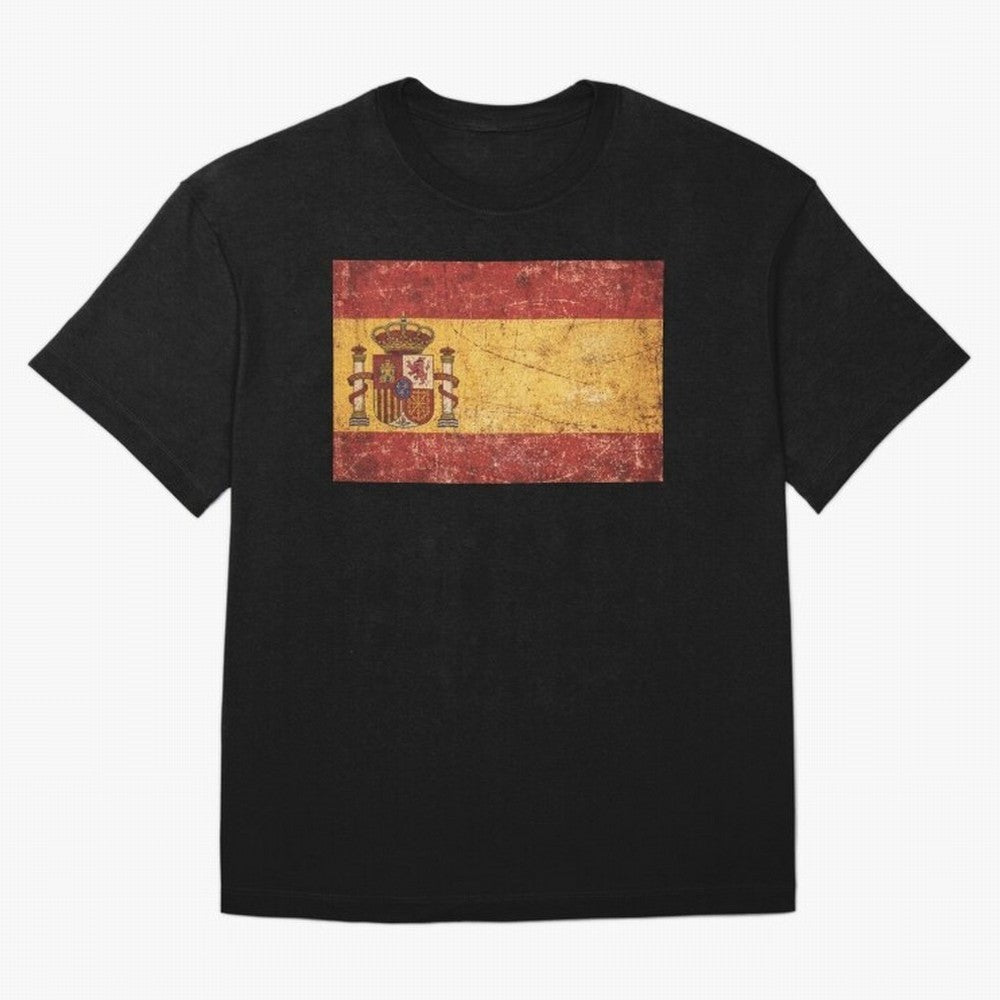 Vintage Distressed Spanish Flag Oversized T-Shirt Represent Match Day Hype around FIFA World Cup 2026 USA Canada Mexico, CR7 and Messi, Germany, Tournament Hype, Historic Matchups, Family Viewing Parties and Global Sports Pride; Great for