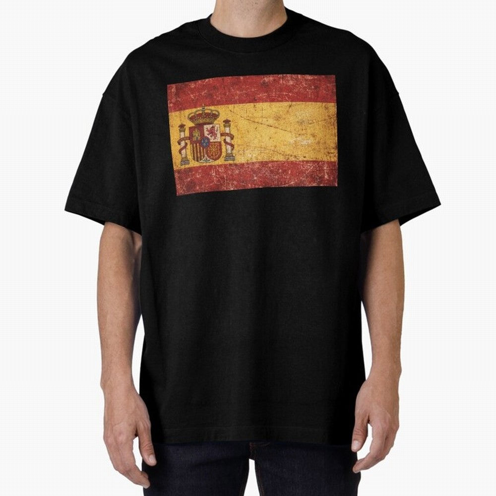 Vintage Distressed Spanish Flag Oversized T-Shirt Represent Match Day Hype around FIFA World Cup 2026 USA Canada Mexico, CR7 and Messi, Germany, Tournament Hype, Historic Matchups, Family Viewing Parties and Global Sports Pride; Great for