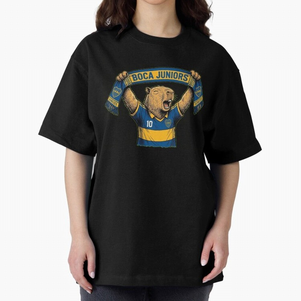 Capybara Boca Juniors Fan ¨C Funny Soccer Sticker Oversized T-Shirt Bring Match Day Fire to the FIFA World Cup 2026 USA Canada Mexico Journey through Messi, CR7 and Mbappe Highlights, France Pride, Classic Soccer Heritage, Championship Pressure,