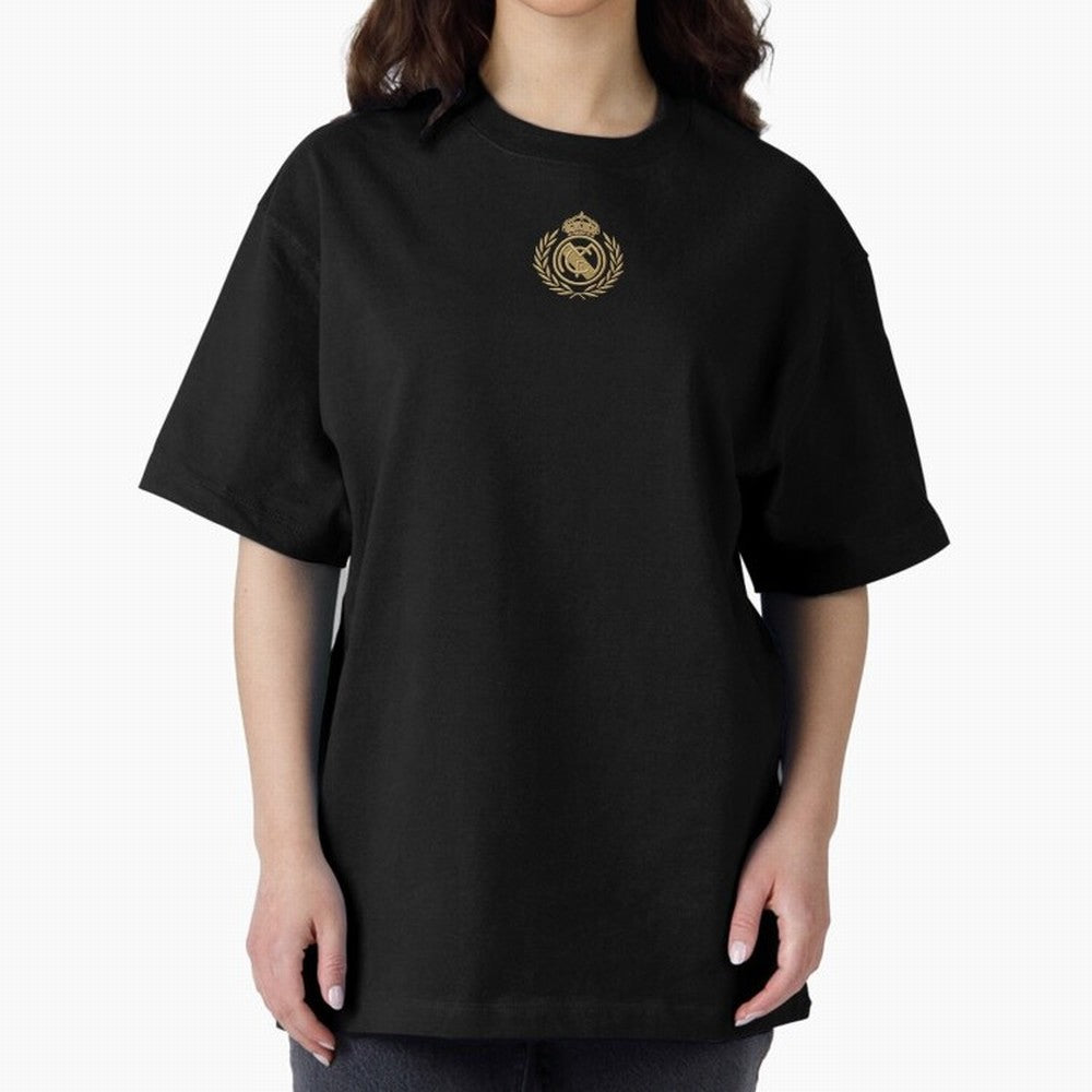 REAL MADRID GOLDEN EMBROIDERY Oversized T-Shirt Stand Out with Spirit from Match Day Hype around FIFA World Cup 2026 USA Canada Mexico, Messi, CR7 and Mbappe, Brazil, Sports Nostalgia, International Competition, Famous Players and Unforgettable