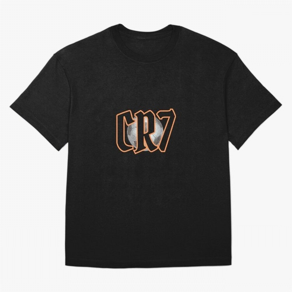 CR7 BLACK Oversized T-Shirt Show Passion for the Stars of Global Football Passion for FIFA World Cup 2026, Centered on Cristiano Ronaldo, Haaland and CR7, Brazil, Portugal and Argentina, Championship Spirit, Famous Goals, Roaring Crowds and