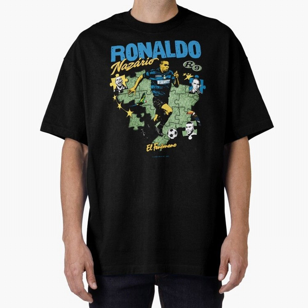 R9 Ronaldo Nazario Retro Brazil Soccer Oversized T-Shirt Stand Proud for FIFA World Cup 2026 Capturing Messi, Spain and Netherlands Energy, Football Festival Excitement, Trophy Ambitions, Country Rivalries and Star Player Buzz; Ideal for Fans Who