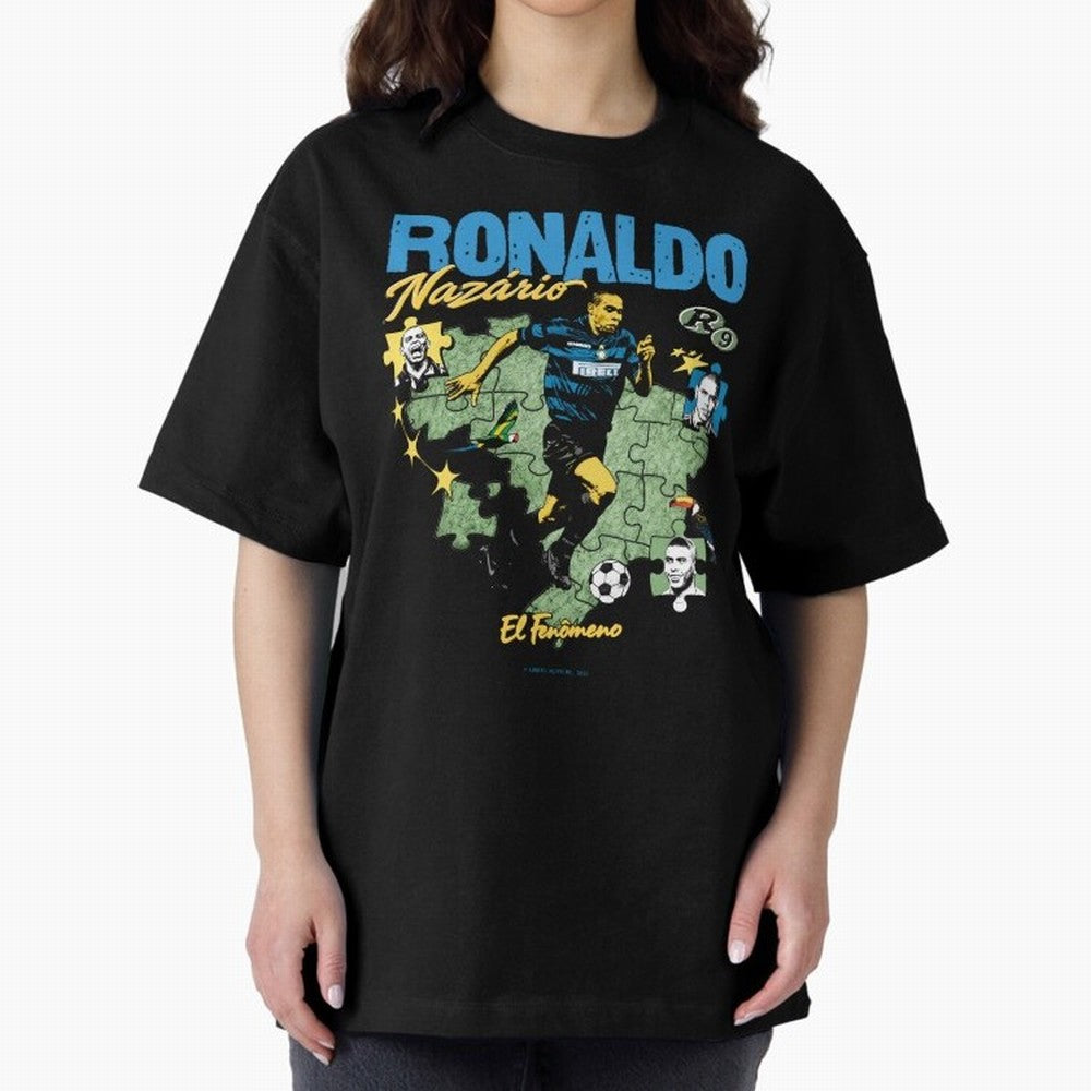 R9 Ronaldo Nazario Retro Brazil Soccer Oversized T-Shirt Stand Proud for FIFA World Cup 2026 Capturing Messi, Spain and Netherlands Energy, Football Festival Excitement, Trophy Ambitions, Country Rivalries and Star Player Buzz; Ideal for Fans Who