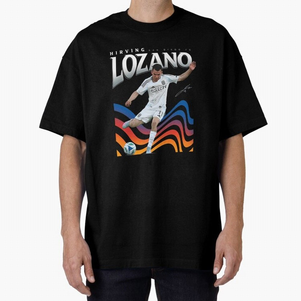 Hirving Lozano San Diego Fc Oversized T-Shirt Celebrate Fan Culture around Global Football Passion for FIFA World Cup 2026 USA Canada Mexico, Built around CR7 and Messi, France and Portugal, Fan Favorite Moments, National Team Passion, Big Match