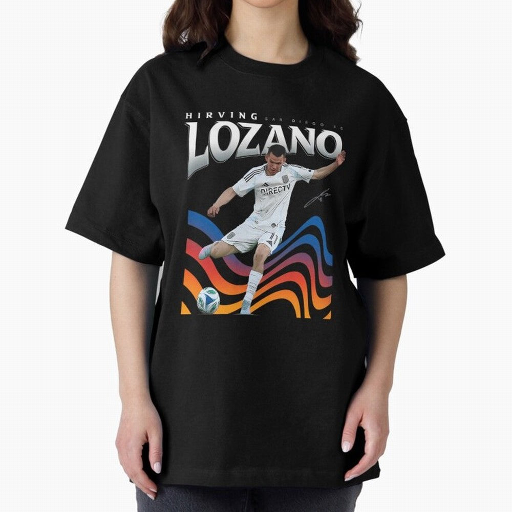Hirving Lozano San Diego Fc Oversized T-Shirt Celebrate Fan Culture around Global Football Passion for FIFA World Cup 2026 USA Canada Mexico, Built around CR7 and Messi, France and Portugal, Fan Favorite Moments, National Team Passion, Big Match