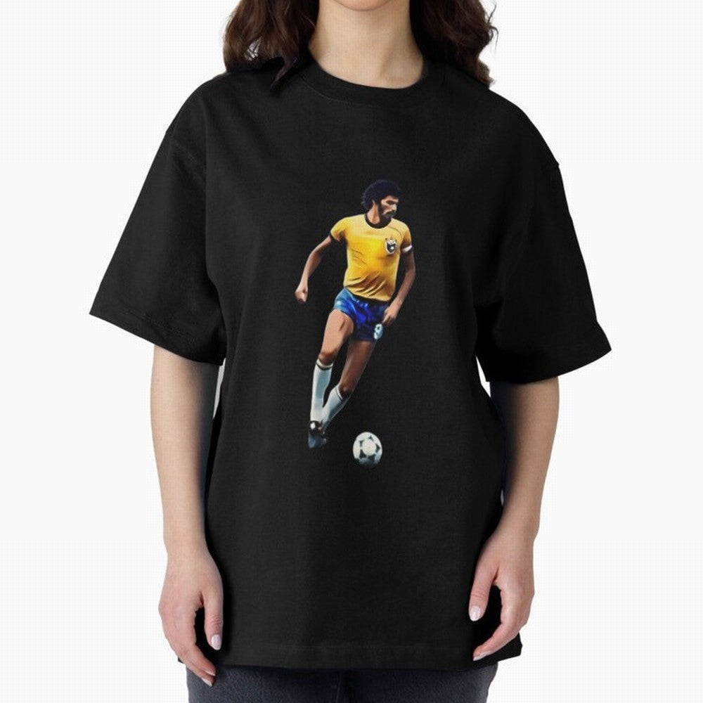 Legends Of The Beautiful Game Cartoon Collection Legends Socrates Cartoon Artwork9 Oversized T-Shirt Bring Trophy Dreams to FIFA World Cup 2026 Group Stage Spirit, Centered on Brazil, Portugal and Argentina, Haaland, Vintage Soccer Flavor, Modern