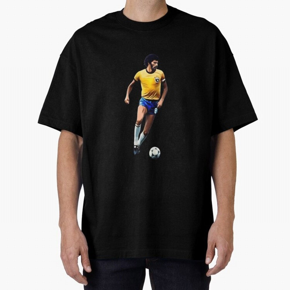 Legends Of The Beautiful Game Cartoon Collection Legends Socrates Cartoon Artwork9 Oversized T-Shirt Bring Trophy Dreams to FIFA World Cup 2026 Group Stage Spirit, Centered on Brazil, Portugal and Argentina, Haaland, Vintage Soccer Flavor, Modern