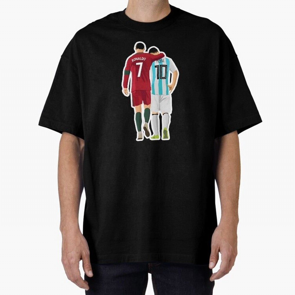 Ronaldo & Messi Oversized T-Shirt Capture Stadium Memories from Match Day Hype around FIFA World Cup 2026 USA Canada Mexico, Messi, Argentina and Brazil, Match Day Excitement, Supporter Culture, Golden Goals and Global Football Passion; Great for