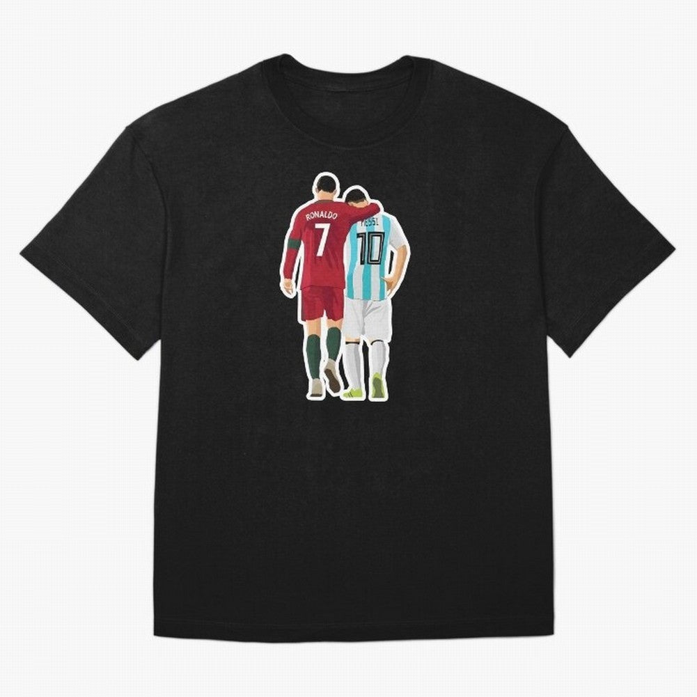 Ronaldo & Messi Oversized T-Shirt Capture Stadium Memories from Match Day Hype around FIFA World Cup 2026 USA Canada Mexico, Messi, Argentina and Brazil, Match Day Excitement, Supporter Culture, Golden Goals and Global Football Passion; Great for