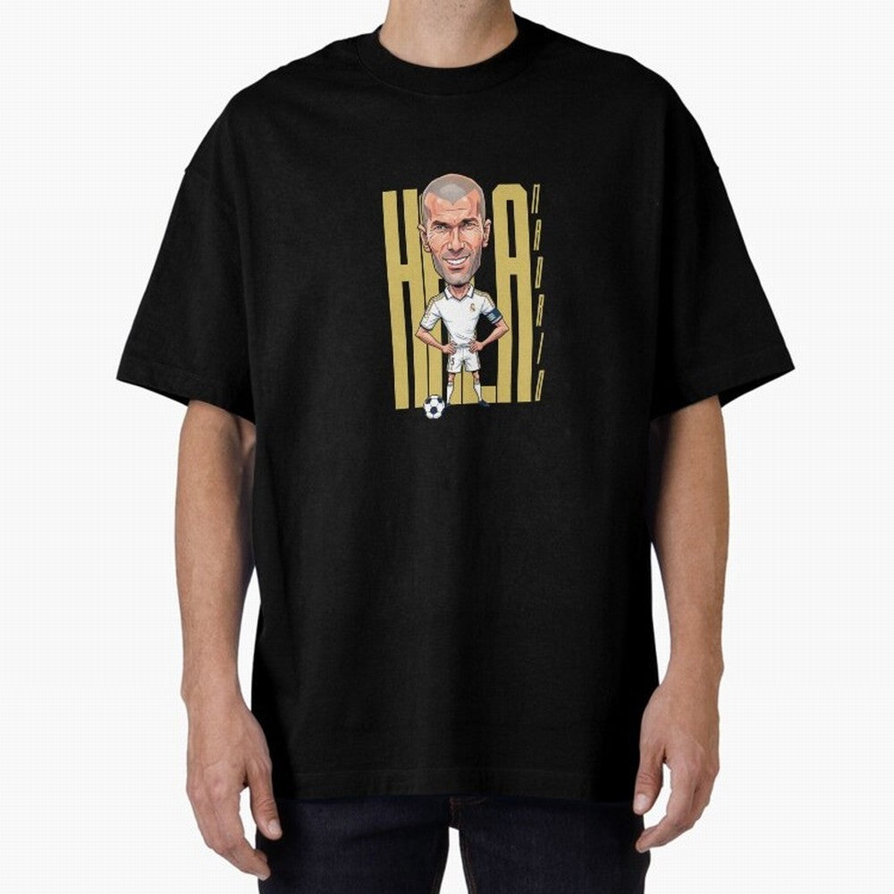 Caricature of Zin¨¦dine Zidane Hala Madrid Oversized T-Shirt Celebrate Golden Goal Energy in FIFA World Cup 2026 USA Canada Mexico Inspired by Mbappe, Netherlands Energy, Tournament Hype, Historic Matchups, Family Viewing Parties and Global Sports