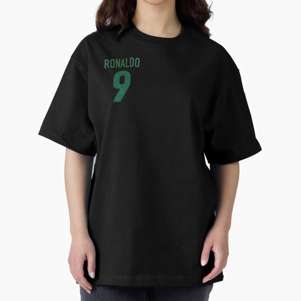 Ronaldo 9 Brazil Back of the shirt Oversized T-Shirt Honor FIFA World Cup 2026 USA Canada Mexico Spirit, Celebrating England, France and Netherlands, Mbappe and Neymar, Goal Celebration Energy, Supporter Heritage, Football Icons and Worldwide