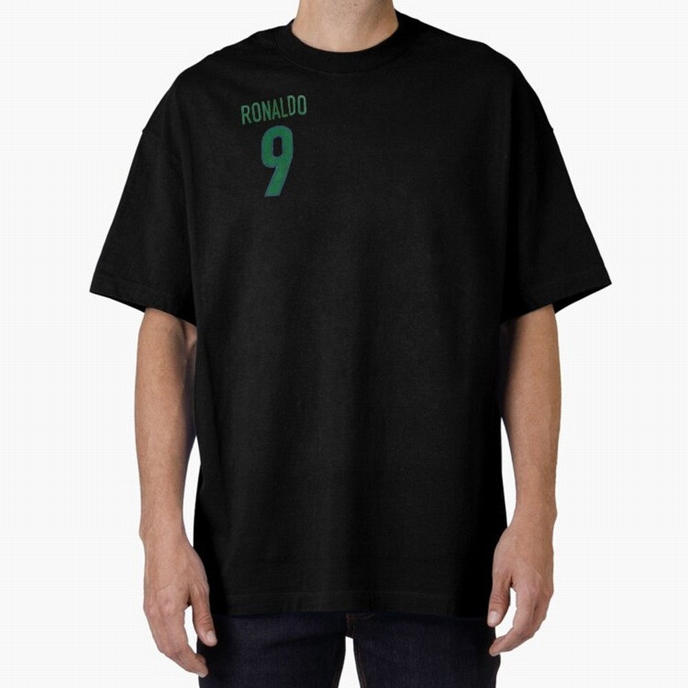 Ronaldo 9 Brazil Back of the shirt Oversized T-Shirt Honor FIFA World Cup 2026 USA Canada Mexico Spirit, Celebrating England, France and Netherlands, Mbappe and Neymar, Goal Celebration Energy, Supporter Heritage, Football Icons and Worldwide
