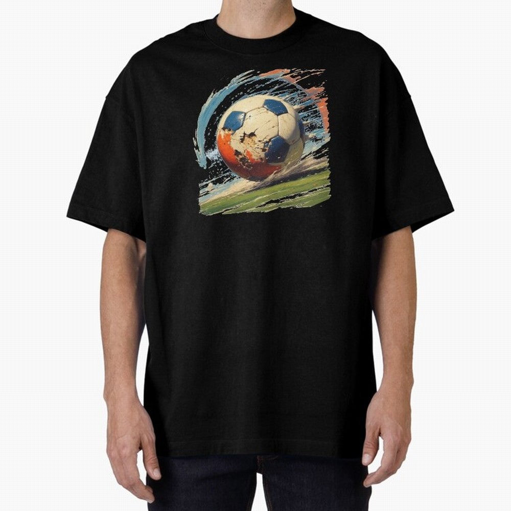 Soccer Ball in Fight Oversized T-Shirt Support the Legends of FIFA World Cup 2026 with Messi, Neymar and Mbappe, Netherlands Energy, Stadium Chants, National Pride, Trophy Dreams and Unforgettable Football Memories; Made for Die Hard Supporters,