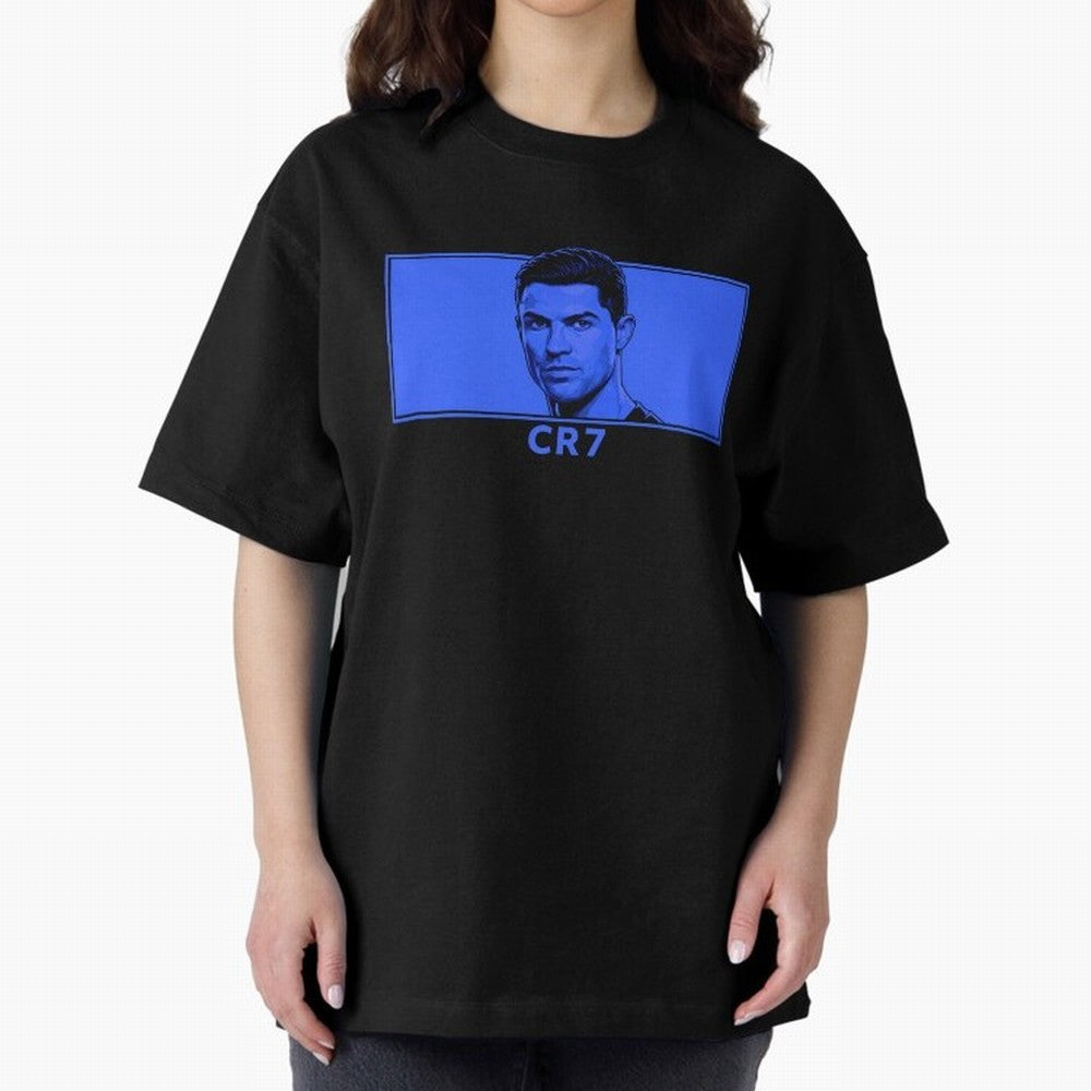 Ronaldo CR7 Blue Vector Portrait - Pop Comic Oversized T-Shirt Remember FIFA World Cup 2026 USA Canada Mexico Spirit, Driven by Germany, Neymar, Goal Celebration Energy, Supporter Heritage, Football Icons and Worldwide Tournament Joy; Created for