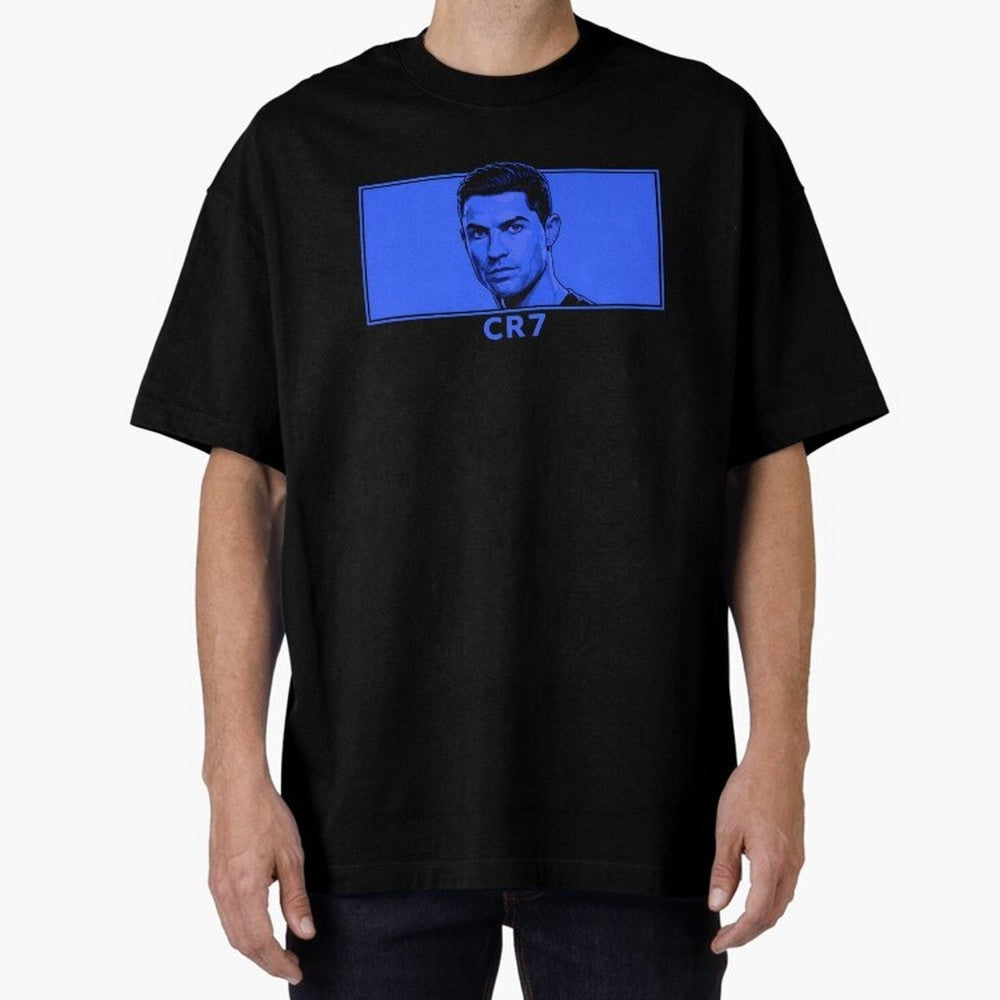 Ronaldo CR7 Blue Vector Portrait - Pop Comic Oversized T-Shirt Remember FIFA World Cup 2026 USA Canada Mexico Spirit, Driven by Germany, Neymar, Goal Celebration Energy, Supporter Heritage, Football Icons and Worldwide Tournament Joy; Created for