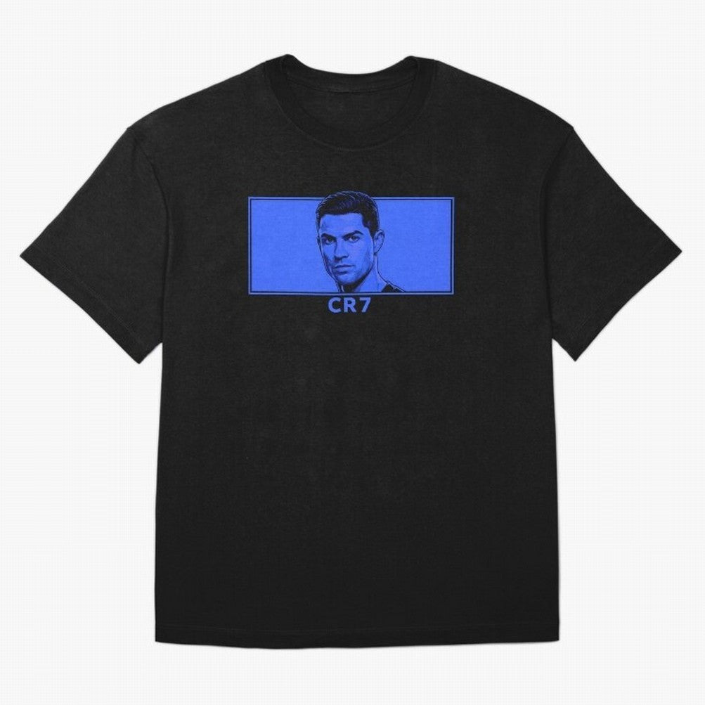 Ronaldo CR7 Blue Vector Portrait - Pop Comic Oversized T-Shirt Remember FIFA World Cup 2026 USA Canada Mexico Spirit, Driven by Germany, Neymar, Goal Celebration Energy, Supporter Heritage, Football Icons and Worldwide Tournament Joy; Created for