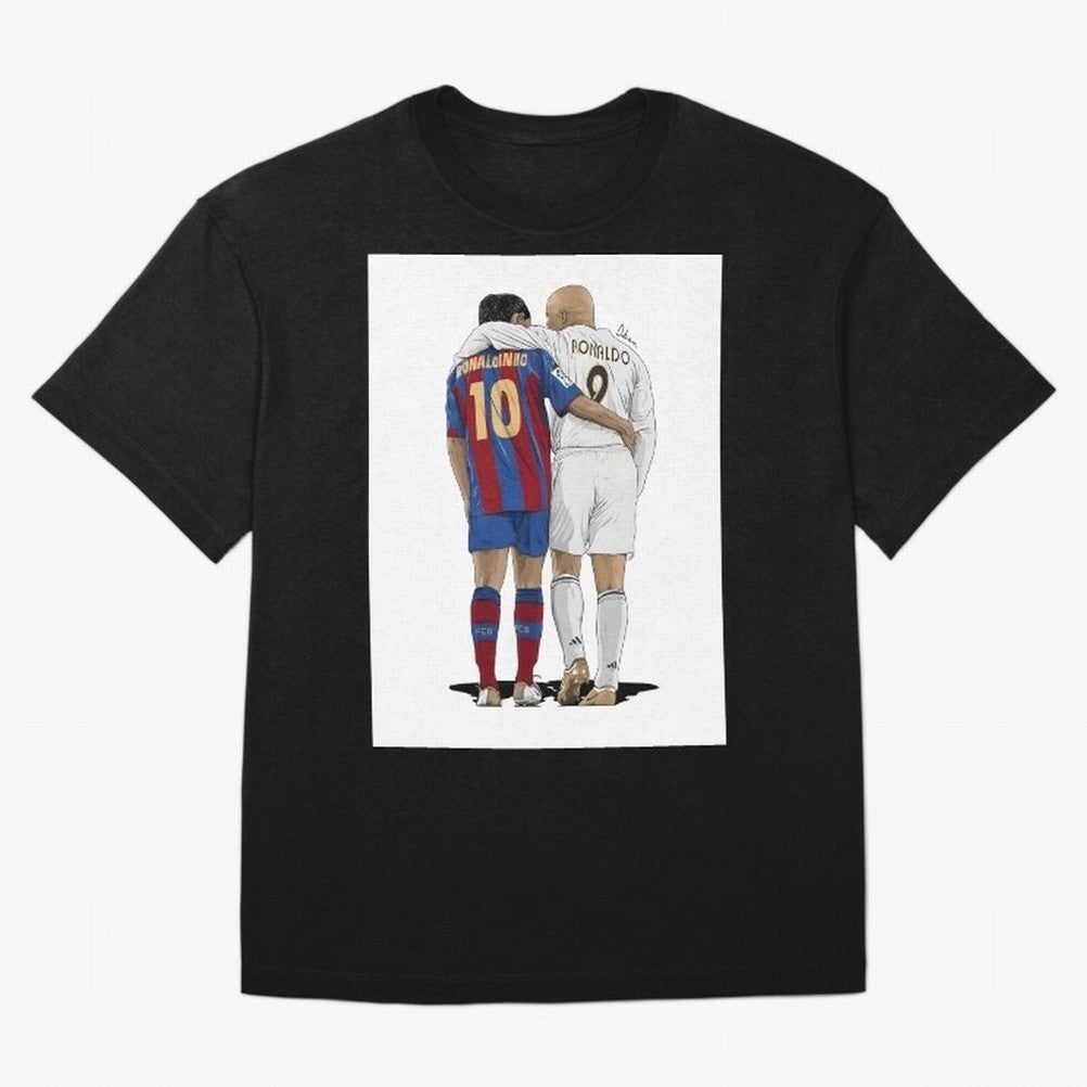 Ronaldinho & Ronaldo R9 Classic Football Legend - La Liga Derby Oversized T-Shirt Bring Match Day Fire to Global Football Passion for FIFA World Cup 2026 Group Stage, Featuring Haaland and Mbappe, Spain, Soccer Culture, Superstar Moments, National