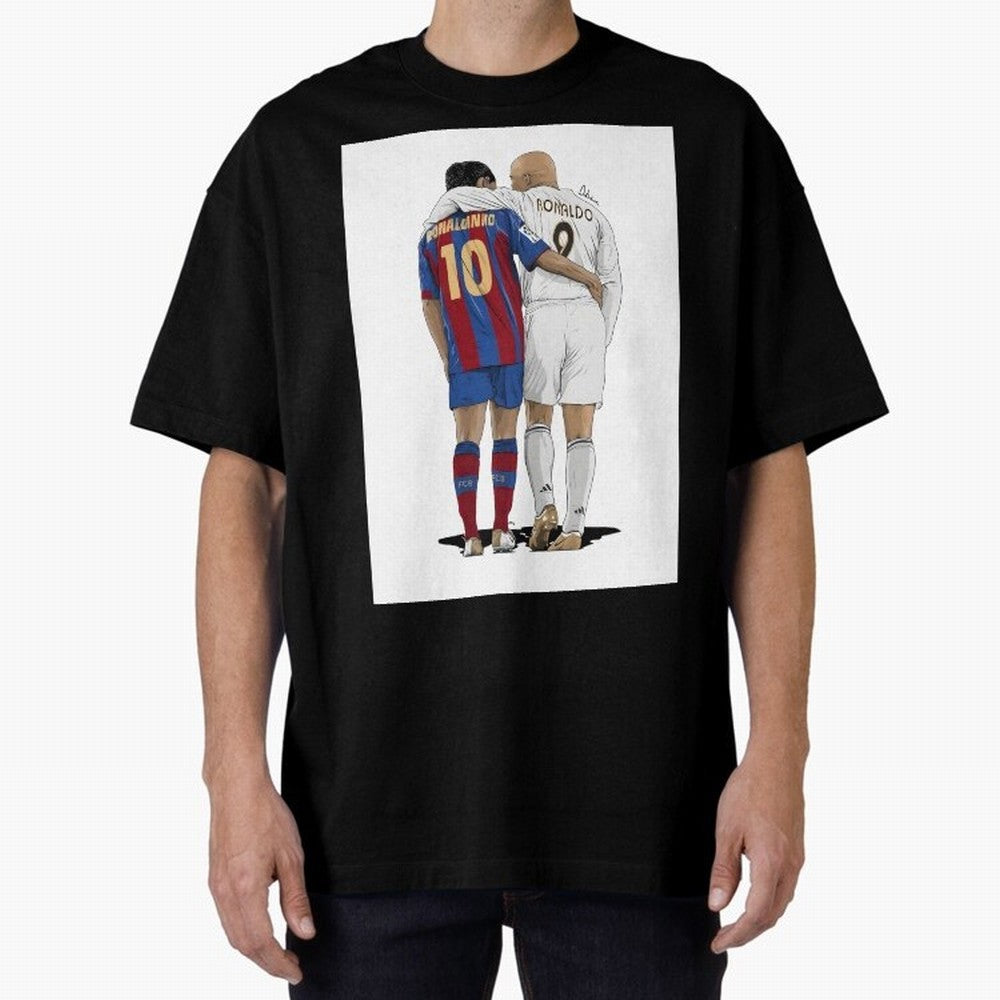 Ronaldinho & Ronaldo R9 Classic Football Legend - La Liga Derby Oversized T-Shirt Bring Match Day Fire to Global Football Passion for FIFA World Cup 2026 Group Stage, Featuring Haaland and Mbappe, Spain, Soccer Culture, Superstar Moments, National