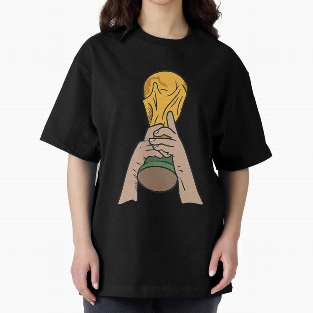 Trophy Oversized T-Shirt Bring Bold Fan Energy to FIFA World Cup 2026 USA Canada Mexico with Messi and Cristiano Ronaldo, Portugal Energy, Football Passion, Legendary Performances, Festival Vibes and Supporter Community; Ideal for Passionate Fans