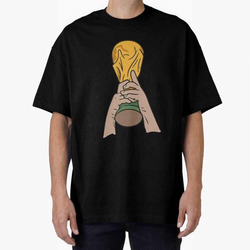 Trophy Oversized T-Shirt Bring Bold Fan Energy to FIFA World Cup 2026 USA Canada Mexico with Messi and Cristiano Ronaldo, Portugal Energy, Football Passion, Legendary Performances, Festival Vibes and Supporter Community; Ideal for Passionate Fans