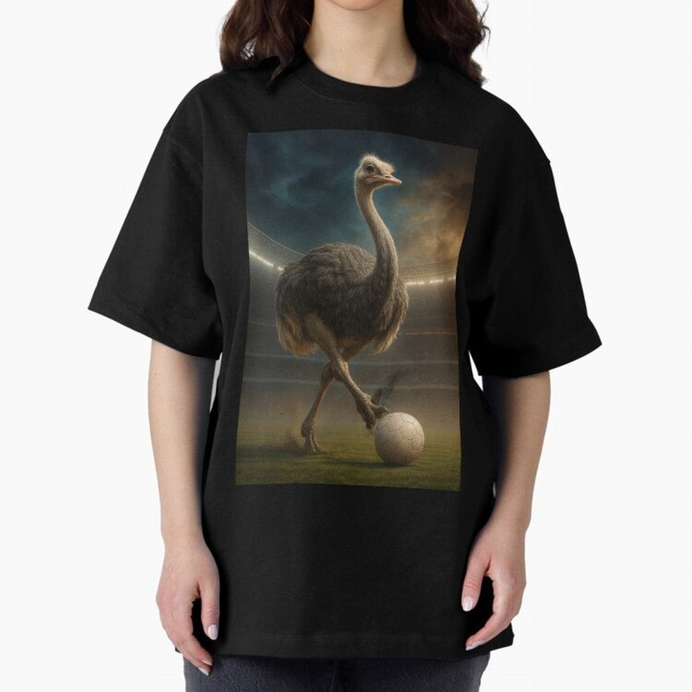 Ostrich Plays Soccer Oversized T-Shirt Celebrate Football Heritage in Match Day Hype around FIFA World Cup 2026 Group Stage, Mbappe, Netherlands, Worldwide Fan Energy, Dramatic Goals, Stadium Lights and Championship Celebrations; Perfect for Fans,