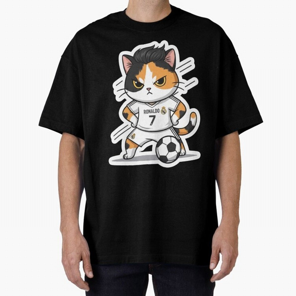 Kitten - Ronaldo | Real madrid Oversized T-Shirt Bring a Vintage Feel to FIFA World Cup 2026 USA Canada Mexico with Mbappe and Neymar, Germany Energy, Classic Soccer Heritage, Championship Pressure, Fan Loyalty and International Pride; Perfect for