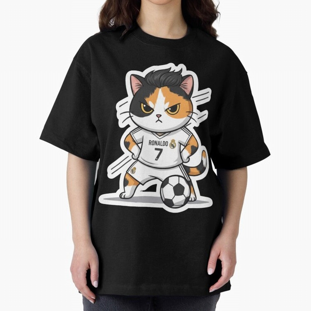 Kitten - Ronaldo | Real madrid Oversized T-Shirt Bring a Vintage Feel to FIFA World Cup 2026 USA Canada Mexico with Mbappe and Neymar, Germany Energy, Classic Soccer Heritage, Championship Pressure, Fan Loyalty and International Pride; Perfect for