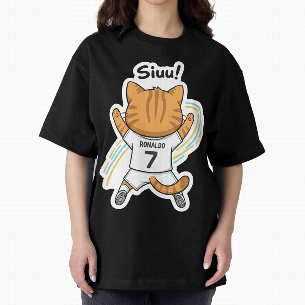Kitten - Funny Siuuu Celebration Cat Meme | Ronaldo Oversized T-Shirt Celebrate the Next Chapter of FIFA World Cup 2026 Group Stage Connected to Messi, France and Portugal Energy, Stadium Memories, Football Loyalty, International Chants and