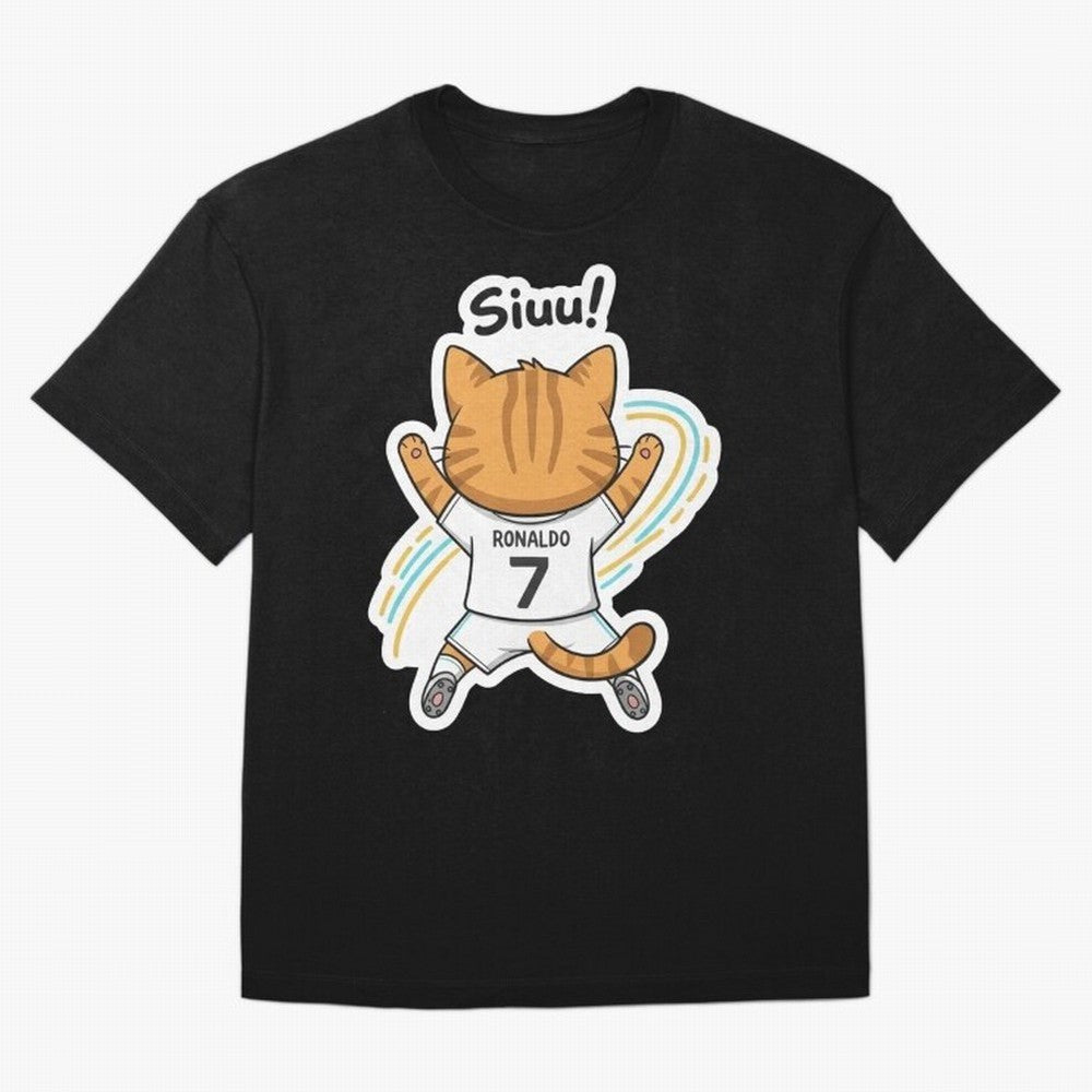 Kitten - Funny Siuuu Celebration Cat Meme | Ronaldo Oversized T-Shirt Celebrate the Next Chapter of FIFA World Cup 2026 Group Stage Connected to Messi, France and Portugal Energy, Stadium Memories, Football Loyalty, International Chants and