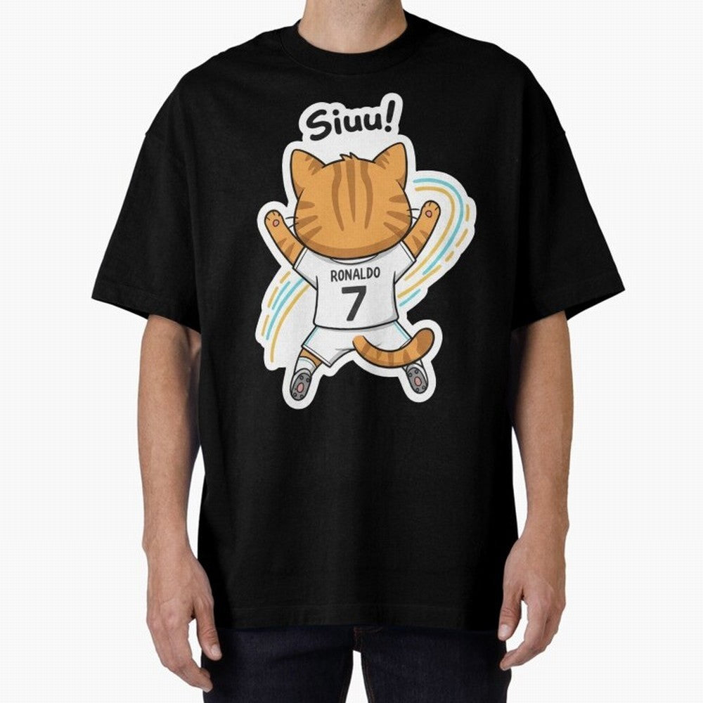 Kitten - Funny Siuuu Celebration Cat Meme | Ronaldo Oversized T-Shirt Celebrate the Next Chapter of FIFA World Cup 2026 Group Stage Connected to Messi, France and Portugal Energy, Stadium Memories, Football Loyalty, International Chants and