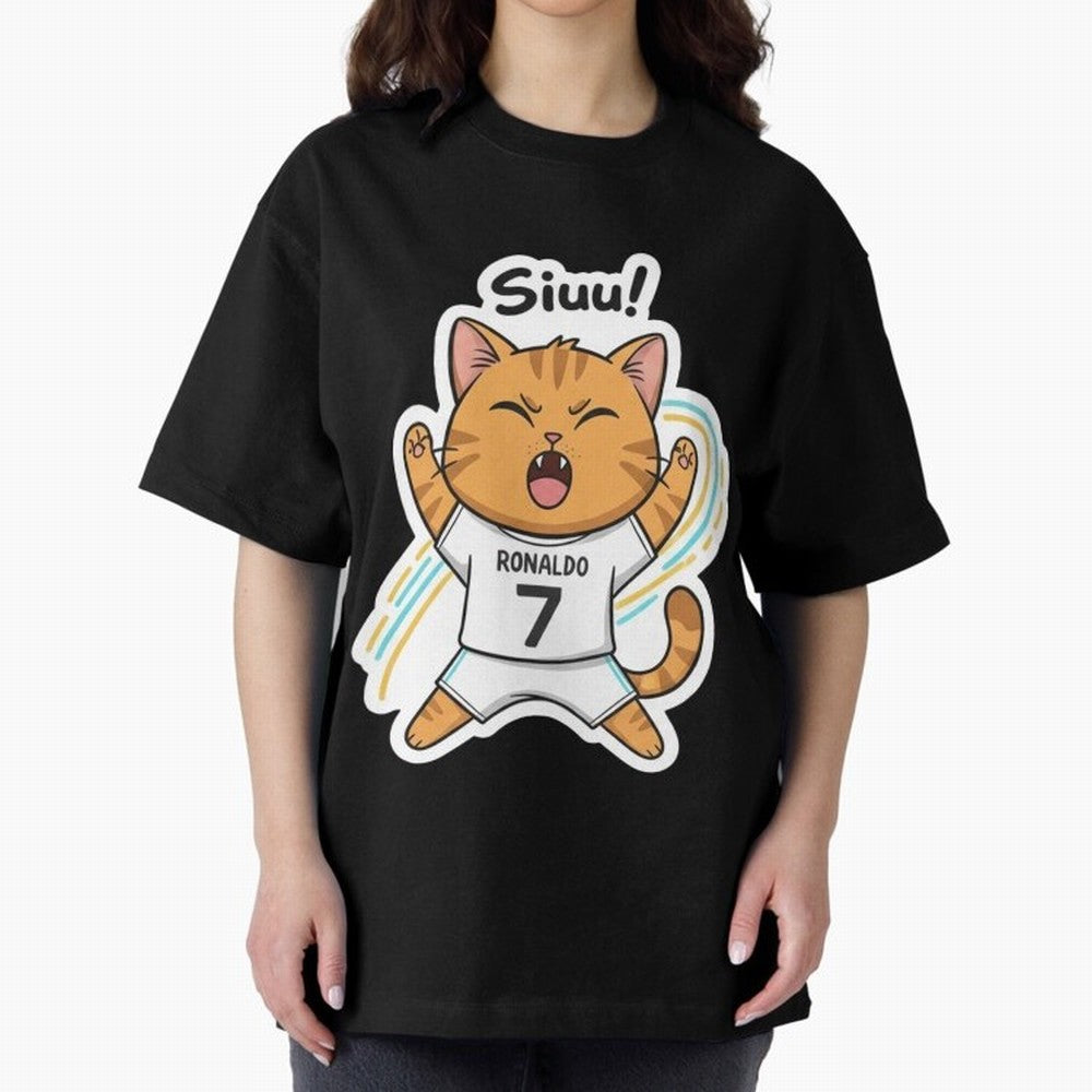 Kitten - Funny Siuuu Celebration Cat Meme | Ronaldo Oversized T-Shirt Wear the Spirit of FIFA World Cup 2026 Filled with Messi and Cristiano Ronaldo, England, France and Netherlands Energy, Stadium Chants, National Pride, Trophy Dreams and