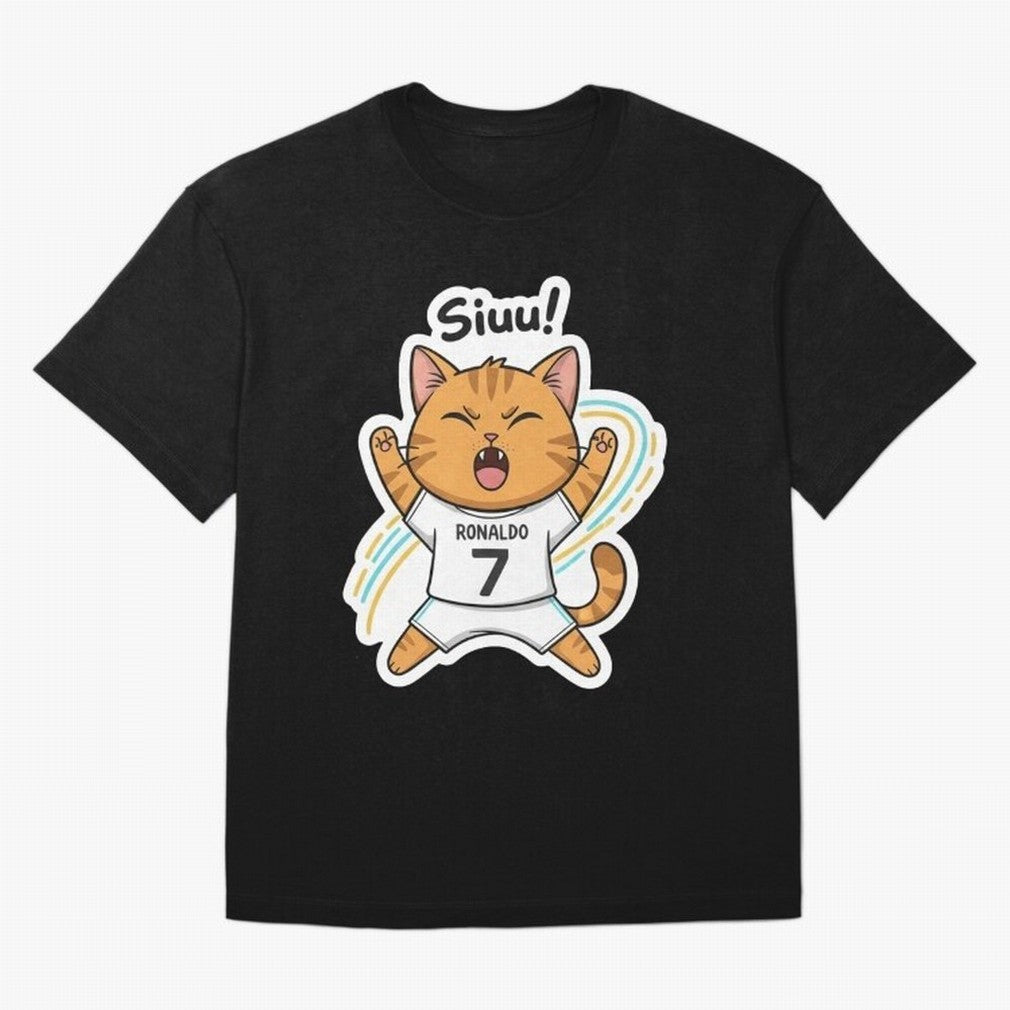 Kitten - Funny Siuuu Celebration Cat Meme | Ronaldo Oversized T-Shirt Wear the Spirit of FIFA World Cup 2026 Filled with Messi and Cristiano Ronaldo, England, France and Netherlands Energy, Stadium Chants, National Pride, Trophy Dreams and