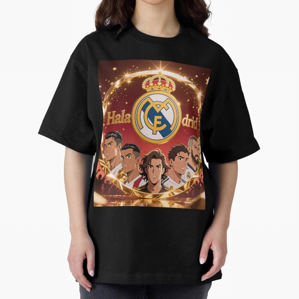 Estrellas del Real Madrid Oversized T-Shirt Celebrate Global Passion for Global Football Passion for FIFA World Cup 2026 Group Stage, Built around Neymar, Haaland and Cristiano Ronaldo, France, Match Day Excitement, Supporter Culture, Golden Goals